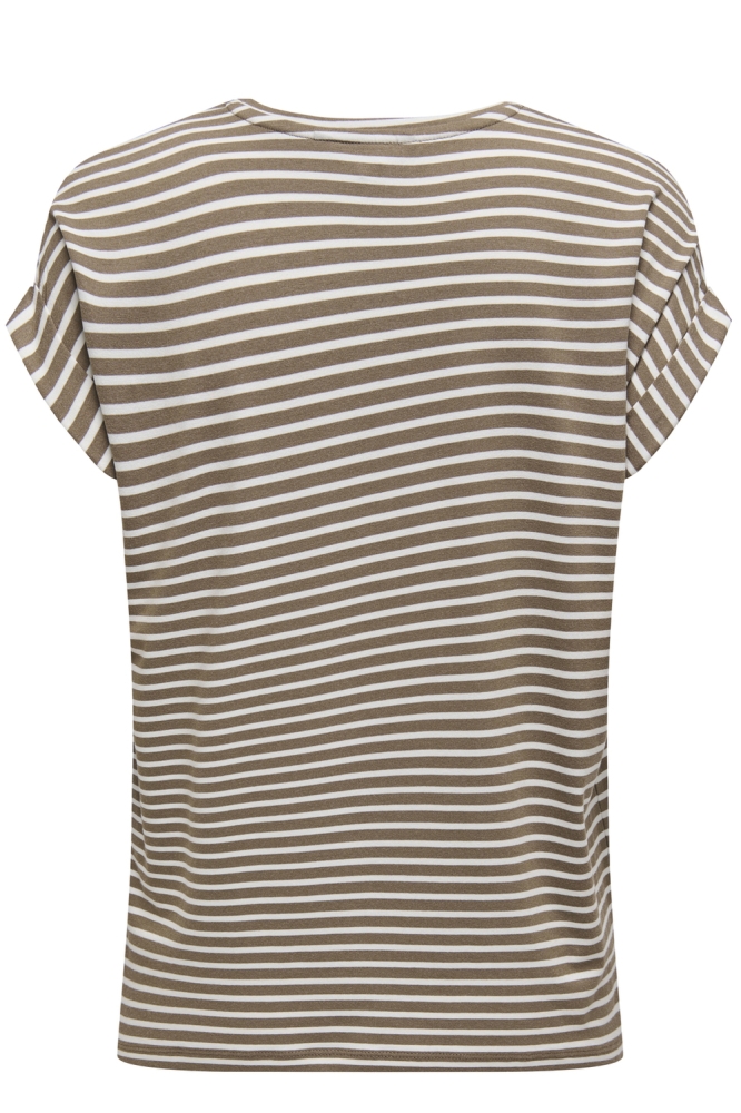 ONLMOSTER STRIPE S/S O-NECK TOP JRS 15206243 CARIBOU/CLOUD DANCER